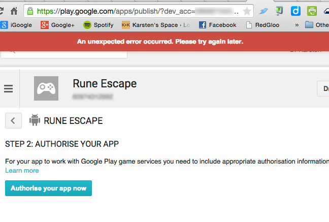 Google Play Services error